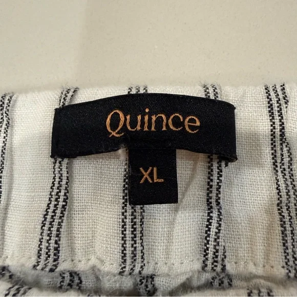Quince 100% European Linen Tapered Ankle Pants Women’s XL Oatmeal/Black Stripe - Picture 10 of 12